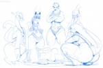 abs anthro anthrofied avian big_breasts big_butt bikini bird blaziken blue_and_white bodily_fluids breasts butt canid canine clothing crouching ellipsis eyelashes female generation_1_pokemon generation_3_pokemon generation_4_pokemon generation_5_pokemon group huge_butt human humanoid lips lucario machoke male mammal medicham mienshao monochrome muscular muscular_female nintendo one-piece_swimsuit pokemon pokemon_(species) pokemorph scuted_arms scutes sling_bikini speech_bubble sunibee sweat sweatdrop swimwear two-piece_swimsuit