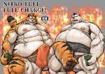 2024 abs absurd_res anthro asian_clothing bear belly biceps blush bodily_fluids clothing duo east_asian_clothing english_text erection erection_under_clothing felid fundoshi fur hi_res japanese_clothing kemono kotobuki male male/male mammal mawashi mihoyo moobs musclegut muscular nitro_fuel_bear nitro_fuel_tiger orange_body orange_fur overweight overweight_male pantherine polar_bear stripes sweat text tiger underwear ursine white_body white_fur zenless_zone_zero