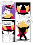 2020 absurd_res anthro black_body black_fur braixen breasts clothing comic dialogue digital_media_(artwork) english_text feet female fur generation_6_pokemon grin hat headgear headwear hi_res inner_ear_fluff nintendo pokemon pokemon_(species) ponporio_(artist) red_eyes smile speech_bubble tail tail_tuft teeth text tuft witch_hat yellow_body yellow_fur