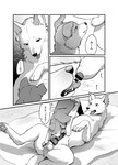 2023 absurd_res animal_genitalia anus azu_(momou_fox) ball_grab balls becoming_erect black_and_white canid canine canine_genitalia canis censored comic digital_media_(artwork) domestic_dog duo female feral fluffy fluffy_tail fur genital_focus genitals hi_res japanese_text licking lying male male/female mammal markings momou monochrome on_back oral penile penis penis_lick quadruped right_to_left sex sheath sheath_lick tail tail_anus tail_markings text tongue translation_request