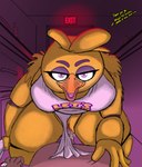 2024 animatronic anthro anthro_penetrated apron apron_only arm_tuft avian beak big_breasts bird bodily_fluids bottom_pov bottomwear bottomwear_down breasts chica_(fnaf) chicken cleaver_(knife) clothed clothing cutlery dialogue digital_media_(artwork) dominant dominant_female drow462 duo english_text erection exit_sign feather_hair feathers female fingers first_person_view five_nights_at_freddy's galliform gallus_(genus) genital_fluids genitals glowing glowing_eyes hi_res human human_on_anthro human_penetrating human_penetrating_anthro human_penetrating_robot inside interspecies kitchen kitchen_knife kitchen_utensils kneeling knife looking_at_viewer looking_down machine male male/female mammal mostly_nude offering_hand orange_beak pants pants_around_ankles pants_down partially_clothed penetration penile penile_penetration penis phasianid pseudo_hair purple_eyes pussy robot scottgames sex sharp_teeth shoulder_tuft straddling submissive submissive_male submissive_pov talking_to_viewer teeth text text_on_clothing text_on_topwear thick_thighs tools toothed_beak topwear tuft vaginal_fluids yellow_body yellow_feathers