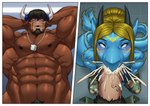 2023 abs ahriman_harken anthro anthro_on_anthro anthro_penetrated anthro_penetrating anthro_penetrating_anthro athletic athletic_anthro athletic_female beard black_hair blinkblinkblink blue_body blue_scales bodily_fluids border bottomwear bovid bovine bra breasts brown_body brown_fur cattle clothed clothing cum cum_from_mouth cum_in_mouth cum_inside digital_media_(artwork) dog_tags dragon duo ejaculation elspeth_horstmann facial_hair facial_markings fellatio female female_penetrated fur furrpaimo genital_fluids genitals hair hands_behind_head head_markings hi_res horn jewelry leaking_cum looking_pleasured male male/female male_penetrating male_penetrating_female mammal markings muscular muscular_anthro muscular_male mythological_creature mythological_scalie mythology navel necklace nipples open_bottomwear open_clothing open_pants oral oral_penetration orgasm pants pecs penetration penile penile_penetration penis penis_in_mouth pubes red_hair scales scalie sex tail topless topless_anthro topless_male underwear white_border