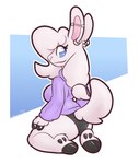 Rating: s
ID: 3060483
Date: 2021-12-06 16:17:07 -0500
Status: active
Score: 15
absurd_res anthro bottomless camelid clothed clothing ear_piercing female fur hair hi_res hooves leah_(leo_llama) leo_llama llama looking_at_viewer looking_back mammal panties piercing rear_view simple_background sitting smile solo underwear white_body white_fur white_hair post #3060483