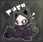 2022 3_toes ambiguous_gender anthro arm_support bar_emanata bent_legs black_body black_eyes black_fur black_pawpads butt canid canine canis changed_(video_game) cheek_tuft chibi dark_theme digital_media_(artwork) emanata facial_tuft featureless_crotch feet fluffy fluffy_tail front_view fur geomecs goo_creature hindpaw looking_at_viewer mammal mask monotone_body monotone_fur outline pattern_background pawpads paws pixel_(artwork) pointy_ears prick_ears puro_(changed) raised_foot reclining shaded simple_background sitting skull_mask solo spread_legs spreading tail toes tuft white_mask white_outline wolf