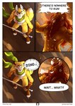 absurd_res anthro chest_tuft comic dialogue duo english_text featureless_crotch fight hi_res holding_object holding_weapon male melee_weapon nude sword tassy_(artist) text tuft url weapon