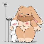 1:1 2024 3_toes 4_fingers :3 absurd_res anthro areola big_breasts big_ears blush blush_stickers breasts brown_body brown_ears brown_fur digital_media_(artwork) duo eyes_closed face_on_breast feet female female_anthro fingers front_view fur genitals gloves_(marking) half-closed_eyes hand_around_neck happy hi_res human lagomorph larger_anthro larger_female leg_markings leporid male male_human mammal markings monster_bunny_(tonytoran) multicolored_body multicolored_ears multicolored_fur narrowed_eyes navel neck_tuft nipple_dip nipples nude nude_anthro nude_female nude_human nude_male pink_areola pink_inner_ear pink_nipples pussy rabbit simple_background size_difference smaller_human smaller_male smile socks_(marking) standing tan_body tan_ears tan_fur toes tonytoran tuft white_body white_eyes