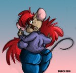 2010 anthro big_breasts big_butt breasts brown_body brown_fur buckteeth butt colored_sketch dutch_(artist) female fur green_eyes hair huge_breasts mammal markings misty_(dutch) misty_the_mouse mole_(marking) mouse murid murine open_mouth rear_view red_hair rodent short_stack sketch solo teeth thick_thighs traditional_media_(artwork)