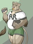 Rating: e
ID: 5401976
Date: 2025-02-27 22:38:44 -0500
Status: active
Score: 7
3:4 anthro bottomwear bulge chest_tuft claws clothing detailed_bulge felid green_background green_bottomwear green_clothing hi_res holding_object lion male mammal pandottermon pantherine screwdriver shirt simple_background solo t-shirt tail text text_on_clothing text_on_topwear tool_in_mouth tools topwear tuft post #5401976