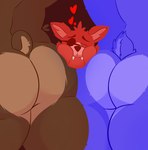 anthro bear beetleartz big_butt bonnie_(fnaf) brown_body butt canid canine five_nights_at_freddy's fox foxy_(fnaf) freddy_(fnaf) group hi_res lagomorph male male/male mammal nude nude_anthro nude_male purple_body rear_view red_body scottgames tail thick_thighs trio