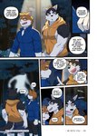 anthro canid canine canis clothed clothing comic dialogue domestic_cat domestic_dog duo english_text felid feline felis hand_holding hi_res luwei_(artist) male male/male mammal muscular muscular_male scared scary sleeveless_hoodie sumiya text walking yuta