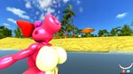 16:9 2023 3d_(artwork) accessory anthro beach beach_chair beach_towel big_breasts birdo birdo_(character) bow_(feature) bow_accessory bow_ribbon breasts detailed_background digital_media_(artwork) eyes_closed featureless_breasts female hair_accessory hair_bow hair_ribbon hi_res kabalmystic_(artist) mario_bros nintendo partially_submerged pink_body red_bow reptile ribbons scalie seaside siphon_(anatomy) solo source_filmmaker_(artwork) thecheshireguy thick_thighs towel water widescreen