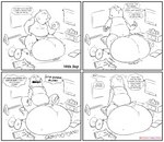 absurd_res anthro balls balls_expansion becoming_erect big_balls border comic dialogue english_text expansion genital_expansion genitals hi_res huge_balls humanoid_genitalia humanoid_penis hyena hyper hyper_balls hyper_genitalia jeffrey_taggart male mammal meme no_nut_november overweight overweight_male penis profanity solo speech_bubble text thewilldpink white_border