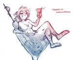 2018 adobe_photoshop_(artwork) alcohol anthro arms_bent bent_legs beverage biped blue_line_art breasts canid canine casual_nudity cocktail cocktail_garnish colored_line_art conditional_dnp container crossed_legs digital_media_(artwork) digitigrade featureless_breasts felid female food fruit fur glass has_colored-in_version hi_res holding_object hybrid in_beverage in_container in_cup kathrin_vaughan keidran leaning_on_edge leg_over_edge leg_over_thigh legs_out_of_water looking_at_viewer lounging mammal markings martini micro nude olive_(fruit) over_edge partially_submerged pawpads plant red_line_art resting_arm resting_legs shaded shaded_line_art simple_background sitting sketch smile solo spots spotted_body spotted_fur stick sunken_seat tom_fischbach twokinds up_and_over wet white_background