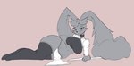 anthro azelf azure_(psyke) clothing female generation_4_pokemon greyscale hi_res hybrid legendary_pokemon legwear lopunny marbearis monochrome nintendo pinup pokemon pokemon_(species) pose reclining robe solo stockings