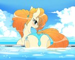 5:4 absurd_res anus_outline blush butt clothed clothing equid equine eyelashes female feral friendship_is_magic hair hasbro hi_res huge_filesize looking_at_viewer looking_back mammal my_little_pony nicelydrawnfillies pear_butter_(mlp) pupils smile solo swimwear thick_thighs