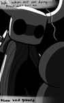 Rating: s
ID: 5400098
Date: 2025-02-26 22:36:45 -0500
Status: active
Score: 7
2020 2_horns 5:8 ambiguous_gender anthro arthropod black_body black_eyes black_text cloak clothing dialogue directional_arrow duo ellipsis english_text feral greyscale grub_(hollow_knight) grub_(insect) hi_res hollow_knight horn insect larva looking_at_another melee_weapon monochrome nail_(weapon) questioning_ellipsis skeletorskeletonized sound_effects talking_to_another team_cherry text the_knight_(hollow_knight) vessel_(species) weapon weapon_on_back white_head post #5400098