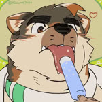 1:1 animated anthro blush brown_body brown_eyes brown_fur canid canine canis domestic_dog eyebrows food fur kozumetako licking lifewonders live_a_hero male mammal multicolored_body multicolored_fur no_sound popsicle short_playtime solo sterio thick_eyebrows tongue webm