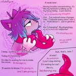 1:1 absurd_res ahegao anthro anus blue_hair blush bodily_fluids claws comic dialogue dialogue_intrusion domestic_cat drooling english_text felid feline felis freckles fur hair heart_eyes heart_symbol hi_res inner_ear_fluff kaitty kaittycat licking looking_pleasured male mammal mind_alteration mind_control nude open_mouth parasite pink_background purple_body purple_eyes purple_fur purple_hair saliva simple_background solo sucking sweat tentacles text tongue tongue_out tuft url white_body