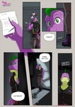 2019 anthro anthrofied bodily_fluids color_edit colored comic dialogue dragon english_text friendship_is_magic hasbro hi_res male my_little_pony mythological_creature mythological_scalie mythology onomatopoeia pia-sama pupils scalie slit_pupils solo sound_effects spike_(mlp) sweat sweatdrop tail text third-party_edit url