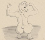 2024 anthro back_muscles biceps butt canid canine canis cropped_ears crouching digital_media_(artwork) dobermann docked_tail domestic_dog ear_piercing ear_ring eyebrows feet female flexing flexing_bicep hi_res iris looking_at_viewer looking_back mammal mohawk muscular muscular_anthro muscular_female nude nuria_bernat nyar piercing pinscher rear_view ring_piercing shaded short_tail sketch smile smiling_at_viewer solo tail