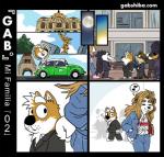 angel_de_la_independencia black_clothing black_suit blonde_hair blue_bottomwear blue_clothing blue_pants blue_shirt blue_topwear blush bottomwear canid canine canis clothing comic denim denim_bottomwear denim_clothing denim_shirt denim_topwear domestic_dog electronics female gab_(comic) gabshiba gaby_shiba gao_shiba hair headphones jeans male mammal mexico_city monumento_a_la_revolucion moon musical_note musical_symbol pants shiba_inu shirt spanish_text spitz stubble suit sun symbol text topwear translated url