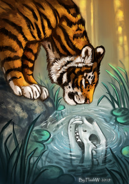 Rating: s
ID: 1978954
Date: 2019-08-31 16:00:34 -0400
Status: active
Score: 10
2019 altered_reflection amber_eyes ambiguous_gender black_stripes bone digital_media_(artwork) felid feral flashw fur mammal orange_body orange_fur pantherine paws reflection skull solo standing striped_body striped_fur stripes tiger water whiskers post #1978954