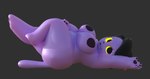 3d_(artwork) anonymous_artist anthro big_nipples catty_(undertale) digital_media_(artwork) domestic_cat ear_piercing felid feline felis female glowing glowing_eyes hi_res mammal nipples overweight pawpads piercing purple_body solo undertale_(series) yellow_eyes