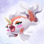 1:1 2017 bedroom_eyes blowing_kiss blue_eyes blush blush_stickers digital_media_(artwork) digital_painting_(artwork) eyelashes female feral fin fish full-length_portrait generation_1_pokemon goldeen half-closed_eyes horn lips marine multicolored_body multicolored_scales narrowed_eyes nintendo orange_body orange_scales orange_tail pokemon pokemon_(species) portrait puckered_lips red_lips scales seductive signature simple_background solo tail tail_fin thick_lips toony tsaoshin two_tone_body two_tone_scales two_tone_tail white_background white_body white_horn white_scales white_tail