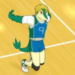 1:1 anthro anthrofied clothing forest_(fuze) fuze generation_5_pokemon gym hair hi_res male nintendo pokemon pokemon_(species) pokemorph shirt snivy solo sport t-shirt tank_top topwear uniform volleyball