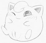 blush female feral generation_1_pokemon genitals graphite_(artwork) jigglypuff looking_at_viewer mammal monochrome nintendo one_eye_closed pokemon pokemon_(species) pussy simple_background smile solo traditional_media_(artwork) waddling_head white_background wink yaroul