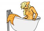 2012 alternate_species anthro anthrofied applejack_(mlp) arms_bent avante92 bath bathtub blonde_hair breasts earth_pony equid equine european_mythology female fish friendship_is_magic greek_mythology green_eyes hair hasbro hippocampus horse mammal marine my_little_pony mythology nipples nude over_edge pony simple_background solo sunken_seat tail_over_edge up_and_over water white_background