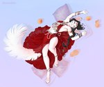 animal_ears animal_tail anthro black_hair bottomwear braided_hair braided_ponytail chinchilla chinchillid claws clothed clothing crossdressing digit_ring eyes_closed feet femboy food fruit fur gem hair harem_boy harem_clothing harem_jewelry harem_outfit hi_res jewelry mammal navel paws pearl_(gem) pillow pink_eyes pinup plant ponytail pose red_clothing ring rodent rodent_ears rodent_tail silver_(metal) silver_jewelry skirt smile stretching toe_claws toe_ring toes white_body white_fur