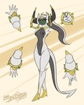 2022 2_horns 4:5 5_fingers anthro arceus areola artist_name breasts cheek_spots deity digital_media_(artwork) english_text eyebrows eyelashes female fingers floating_arms floating_hands fusion generation_4_pokemon generation_6_pokemon genitals green_sclera hi_res hoopa horn hybrid latiar legendary_pokemon lips looking_at_viewer nintendo nipples number pokemon pokemon_(species) pokemon_fusion pupils pussy red_eyes ring solo standing tail text white_pupils