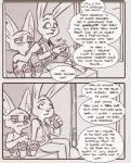 2016 alcohol anthro beer beverage canid canine clothed clothing comic dialogue disney elderly english_text fan_character female fennec_fox finnick_(zootopia) fox fur july_hopps_(mistermead) lagomorph leporid male mammal police police_uniform rabbit rockbottomfeeder text true_fox uniform zootopia