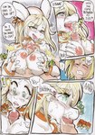 anthro blonde_hair blush bodily_fluids breast_play breasts burmecian comic cum cum_in_mouth cum_inside cum_on_face daigaijin duo ejaculation english_text fellatio female final_fantasy final_fantasy_ix freya_crescent fur genital_fluids genitals genome_(final_fantasy) green_eyes hair heart_symbol hi_res human human_on_anthro humanoid_genitalia humanoid_penis interspecies male male/female mammal murid nipples oral penile penis pink_nipples rodent sex speech_bubble square_enix text titfuck white_body white_fur zidane_tribal