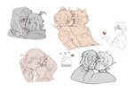 anthro blush clothed clothing duo eyes_closed female female/female heart_symbol hoodie human human_on_human humanoid humanoid_on_anthro intraspecies kissing male male/female mammal multiple_images simple_background sketch_page solo sonyan topwear