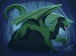 abdominal_bulge ambiguous_gender belly cave claws dragon feral feral_pred green_body hi_res looking_pleasured lying mythological_creature mythological_scalie mythology on_front open_mouth oral_vore orca24a organs scalie solo stomach vore wings