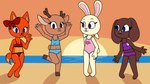 16:9 2022 4_fingers absurd_res anthro antlers arms_in_the_air bare_shoulders beach big_eyes bikini bikini_bottom bikini_top biped bird_dog black_nose blue_bikini blue_bikini_bottom blue_bikini_top blue_clothing blue_eyes blue_swimwear breasts brown_body brown_fur buckteeth canid canine canis cleavage clothed clothing cocker_spaniel cotton_tail crystal cute_fangs deer digital_drawing_(artwork) digital_media_(artwork) dipstick_tail dog_ears dog_tail domestic_dog evelyn_(pazymomo) eyebrows eyelashes fangs female ferra_(pazymomo) fingers flat_colors footprint fox fox_ears fox_tail full-length_portrait fully_clothed fur group heart_clothing heart_print heart_swimwear heart_symbol hi_res hooves horn hunting_dog lagomorph leporid looking_at_another looking_at_viewer magic_user mammal markings midriff navel new_world_deer no_pupils one-piece_swimsuit orange_body orange_fur outside pawprint pawprint_bikini pawprint_swimwear paws pazymomo pigtails pink_clothing pink_eyes pink_nose polka_dot_bikini portrait purple_bikini purple_bikini_bottom purple_bikini_top purple_clothing purple_eyes purple_swimwear rabbit rabbit_ears red_bikini red_bikini_bottom red_bikini_top red_bow red_clothing red_swimwear reindeer ribbons satara_(pazymomo) scut_tail seaside short_tail skimpy_bikini smile snaggle_tooth spaniel standing swimwear tail tail_markings tan_body tan_fur tan_tail_tip tankini teeth two-piece_swimsuit widescreen witch yoghurt_(pazymomo)