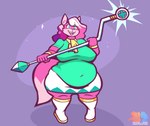 anthro canid canine drop_shadow female fox happy mammal melody_amaranth overweight overweight_female simple_background solo sparkles staff super_lesbian_animal_rpg thefoxsista trans_(lore) trans_woman_(lore)