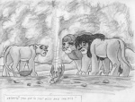 2008 arthos comic dialogue digitigrade english_text felid female feral greyscale group kunei leovictor lion male mammal monochrome pantherine quadruped shaded sketch tail tail_tuft text tuft