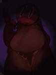 3:4 anthro belly_mouth big_breasts breasts brown_body claws digital_media_(artwork) english_text female hi_res lagomorph looking_at_viewer mammal mask mask_only monster nude open_mouth plushie rockpankake sharp_teeth simple_background sketch solo teeth text thick_thighs