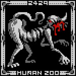 16-bit 1:1 1_horn 4_fingers 4_toes all_fours ambiguous_gender black_background blood bodily_fluids border butt curved_horn digital_media_(artwork) eating eating_flesh english_text facial_horn feet fingers grey_border grey_text horn horned_humanoid humanoid kiyohimefuck nose_horn nude nude_ambiguous nude_humanoid number pixel_(artwork) red_eyes scp-2429 scp_foundation simple_background solo spot_color striped_body stripes tail tailed_humanoid text toes