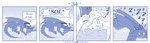 blue_and_white comic detailed_background dialogue dragon duo english_text featureless_chest featureless_crotch female feral flat_chested hi_res horn kobold larger_feral male monochrome mythological_creature mythological_scalie mythology scalie size_difference smaller_female speech_bubble tail text vavacung wings