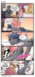 anthro assisted_exposure butt canid canine canis clothing comic dialogue duo english_text felid gym_pals h155296 hi_res lion male male/male mammal massage master_(gym_pals) pantherine pantsing prince_(gym_pals) text underwear wolf