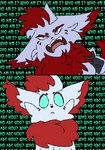 absurd_res ambiguous_gender canid canine comic duo echo_(zorua) facial_markings fangs female fluffy fox fur generation_5_pokemon green_eyes head_markings hi_res mammal markings moonpaw17 nintendo pokemon pokemon_(species) red_body red_fur teal_eyes teeth text white_body yelling zorua