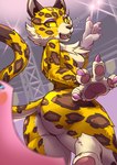 2022 absurd_res anthro breasts butt clawroline claws countershading duo exaxuxer eyeshadow felid female fur hi_res kirby kirby_(series) kirby_and_the_forgotten_land kumaxcross leopard makeup mammal nintendo nude pantherine spots tuft