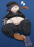 anthro beanie belly black_clothing black_eyeshadow calico_cat claws clothing domestic_cat epic_games eyeshadow felid feline felis female fortnite fur hat headgear headwear hi_res hoodie kitapult long_sleeves makeup mammal meow_skulls midriff multicolored_body multicolored_fur obese obese_anthro obese_female overweight overweight_anthro overweight_female pattern_clothing pattern_shirt pattern_topwear shirt solo striped_clothing striped_shirt striped_topwear stripes toe_claws topwear yellow_eyes