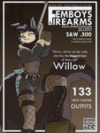 2022 3:4 4_fingers ammo_box anthro belt black_hair boots bottomwear clothing cover crop_top cryptid english_text femboy fingers fishnet_clothing fishnet_legwear footwear gun hair handgun hi_res holding_gun holding_handgun holding_object holding_ranged_weapon holding_revolver holding_weapon legwear magazine_cover male marcus_gray meme qr_code ranged_weapon revolver shirt shoes shorts smith_&_wesson smith_&_wesson_500 solo tail text topwear trigger_discipline weapon willow_(willcario)