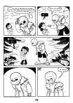 2017 animated_skeleton bone c-puff clothed clothing comic ellipsis english_text group hi_res human humanoid mammal monochrome not_furry sans_(undertale) skeleton speech_bubble text undead undertale undertale_(series) url