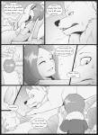 canid canine canis carrie_(s2-freak) celia_(s2-freak) comic dialogue english_text female feral greyscale hi_res human macro male mammal monochrome s2-freak schwarzpelz text wolf